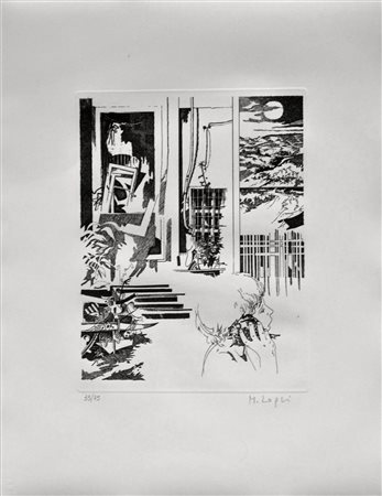 Mario Logli SENZA TITOLO acquaforte, cm 32x24,5 su foglio cm 55x43,5 es....