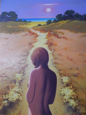 Vittorio Strano FIGURA olio su Tela, 70,5x50,5 firma l'opera presenta...