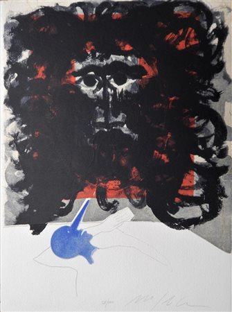 Mimmo Paladino SENZA TITOLO litografia collage, cm 60,5x45,5 es. 58/100 firma...