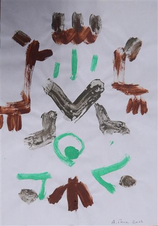 Achille Pace SENZA TITOLO Tempera su carta, cm 30x21 firma eseguito nel 2012...