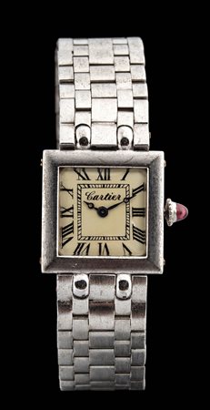 Cartier, Tank with bracelet white gold. 18 kt. Lady 1950