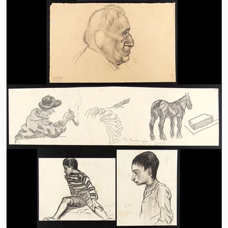 Quattro disegni con studio di Figure, 1919