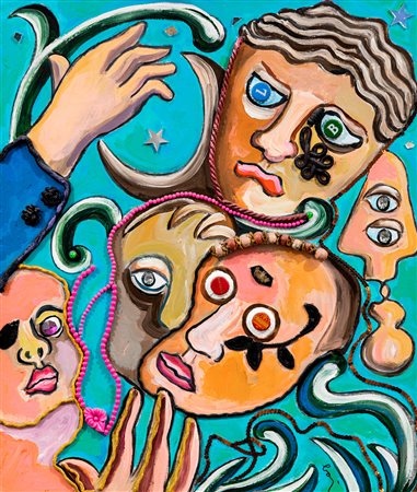 ENRICO BAJ (1924-2003) - Teste e mani, 1989/1990