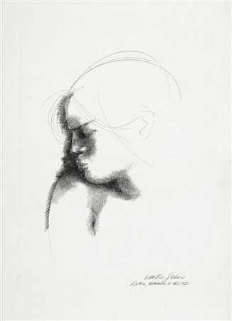 Emilio Greco Volto, 1972 Acquaforte di cm. 32x22, su carta di cm. 40x30 Firma...