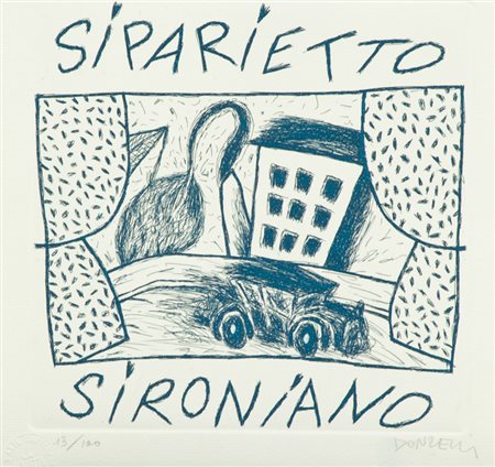 Bruno Donzelli Siparietto Sironiano Acquaforte di cm. 19x19, su carta di cm....