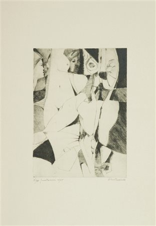Piero Turchetti Nudi, 1985 Puntasecca di cm. 26x19, su carta di cm. 50x35,...