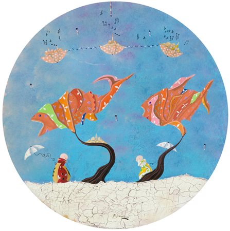 Beppe Francesconi Quando passa la musica Tecnica mista su tavola rotonda,...