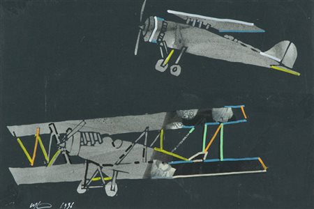 Renato Volpini Urbani Aerei, 1996 Tecnica mista su carta, cm. 28x40 Firma e...