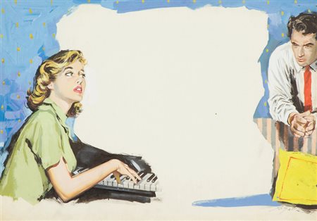 Alarico Gattia Grazia Mondadori, 1957 Tempera su cartoncino, cm. 36x50 Firma...