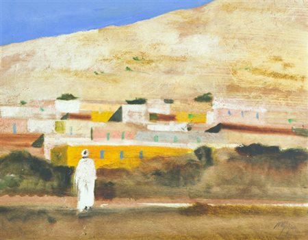 Salvatore Magazzini Figura a Mekenes Olio su tavola, cm. 40x50 Firmato in...