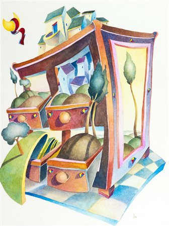 Francesco Nesi Paesaggio conservati, 1997 Acquerello su cartoncino, cm. 76x57...