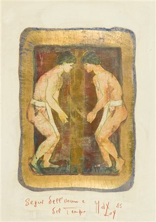 Max Loy Segni dell'uomo e del tempo, 1985 Tecnica mista su faesite, cm. 50x35...
