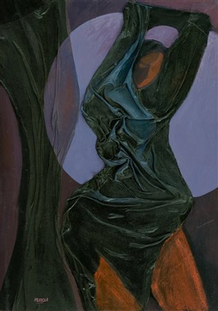 Claudio Heredia Figura Tecnica mista su tavola, cm. 54,5x39 Firmato in basso...