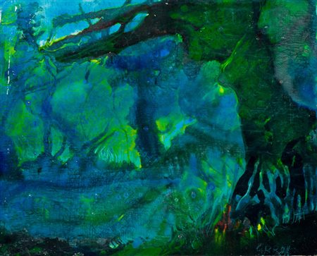 Robert Carroll Old tree Olio su tavola, cm. 20x25 Firmato in basso a destra....