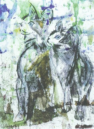 Cornelia J. Eisenring Gatti Litografia su carta, cm. 42x32, es. 7/8 Firma in...