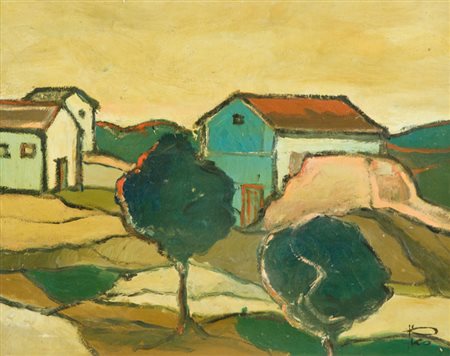 Giovanni Pico Villaggio, 1972 Olio su cartone telato, cm. 40x50 Firmato in...