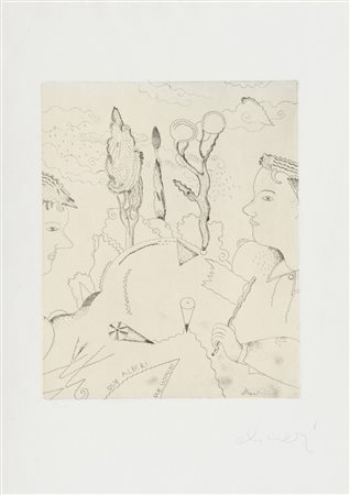 Luca Alinari Due alberi, due uomini Acquaforte di cm. 39,5x32, su carta di...