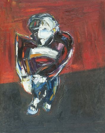 Gianantonio Ossani Il muro rosso Olio su tela, cm. 100x80 Sul verso: firma e...