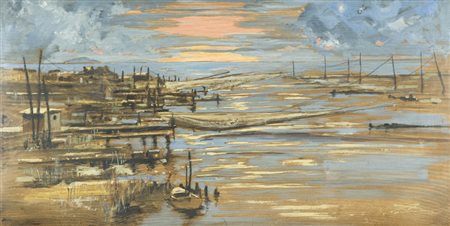 Massimo Lomi Il vecchio Calambrone, 2011 Tempera su tavola, cm. 39x68 Firmato...