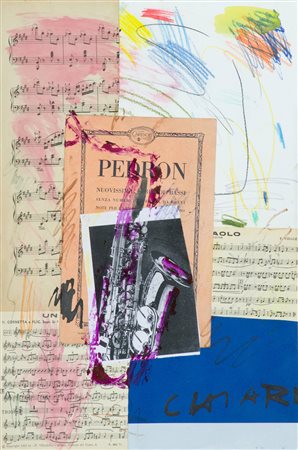 Giuseppe Chiari Senza titolo Tecnica mista su cartoncino, cm. 48x33 Firmato...