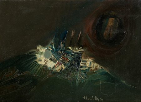 P. Brambilla Il domani, 1979 Olio su tela, cm. 50x70 Firma e data in basso al...