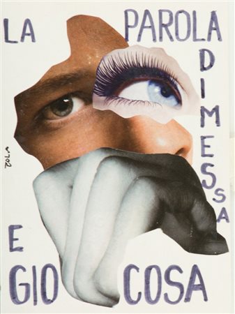 Luigi Tola La parola dimessa e giocosa Collage e pennarello su cartoncino,...