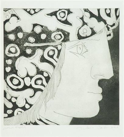 Arturo Carmassi Volto Acquaforte di cm. 39,5x39, su carta di cm. 50x43, es....