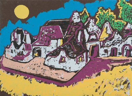 Piero Gauli Paesaggio Litografia su carta, cm. 50x70, es. 99/100 Firma in...