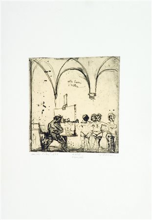 Walter Piacesi L'Atelier, 1972 Acquaforte di cm. 28,5x27, su carta di cm....