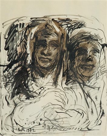 Vinicio Berti Figure, 1942 Tecnica mista su carta, cm. 29x23 Firma e data in...