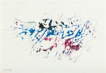 Luciano Bartolini Senza titolo, 1973 Tecnica mista su carta, cm. 21x30 Firma...