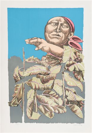 Luigi Guerricchio Contadino Litografia su carta, cm. 70x50, es. 73/90 Firma...