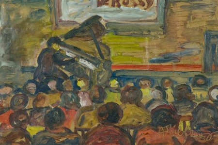 Alfredo Fabbri Concerto Olio su carta, cm. 24x36 Firmato in basso a destra....