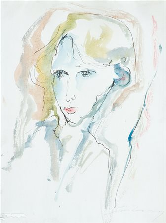 Ernesto Treccani Volto Tecnica mista su tela, cm. 40x30 Firmato in basso a...