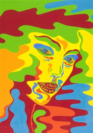 Cornelia J. Eisenring Volto Tempera su carta, cm. 65x45 Firmato in basso a...