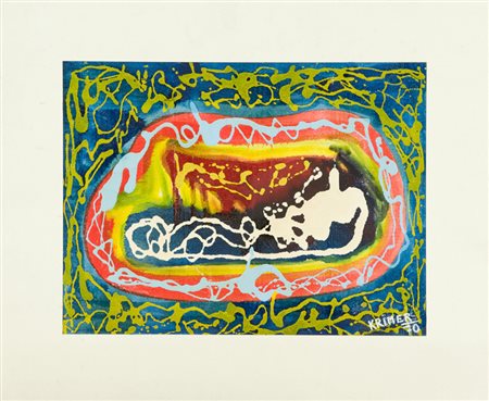 Krimer (Cristoforo Mercati) Senza titolo, 1970 Smalti su carta, cm. 32x42...