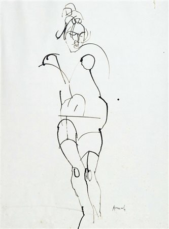 Marcello Avenali Figura China su carta, cm. 46x34 La carta presenta lievi...