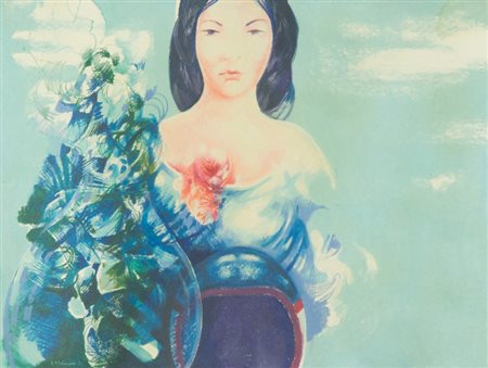 Nazzareno Malinconi Figura femminile, 1974 Tecnica mista su carta, cm. 52x69...