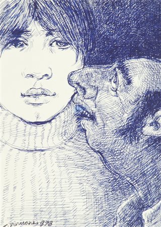 Nino Tirinnanzi Figure, 1978 Biro su carta, cm. 22x16 Firma e data in basso a...