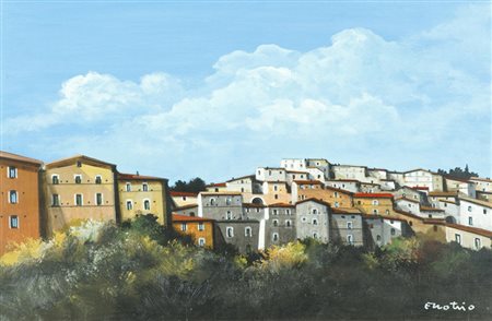 Enotrio Pugliese Paesaggio calabrese Olio su tavola, cm. 40x60 Firmato in...