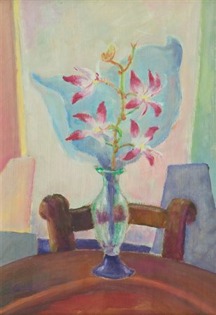 Marcello Lucarelli Orchidea Olio su tavola, cm. 50x35 Sul verso: firma e titolo.