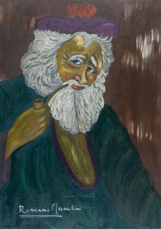 Romano Mussolini Vecchietto Olio su tela, cm. 70x50 Firmato in basso a...