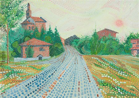 Walter Perotti Paesaggio Olio su tela, cm. 50x70 La tela presenta tracce...