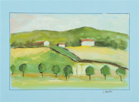 L. Masetti Paesaggio Olio su carta, cm. 50x70 Firmato in basso a destra. Sul...