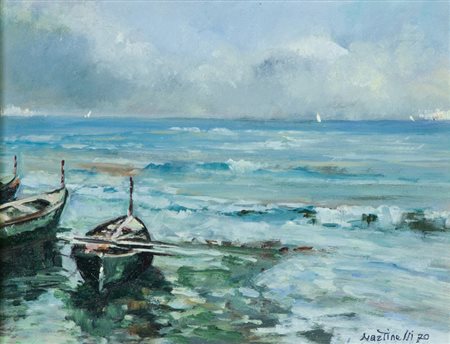 Martinelli L'approdo, 1970 Olio su tavola, cm. 20x27 Firma e data in basso a...