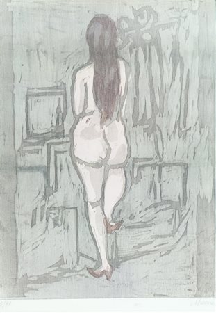 Mino Maccari Nudo di schiena Linoleografia di cm. 55x40, su carta di cm....