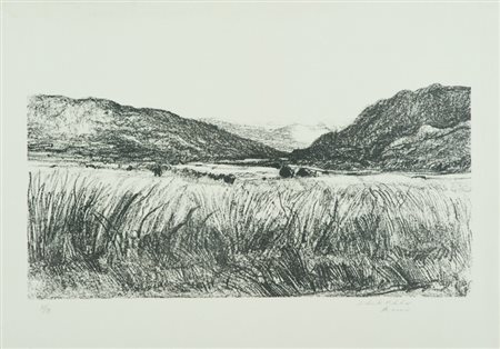 Silvestro Pistolesi Paesaggio, 1974 Litografia su carta, cm. 50x70, es. 98/99...