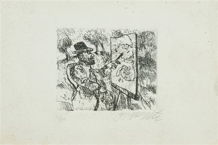 Antonio Possenti Autoritratto Acquaforte di cm. 9x11, su carta di cm....