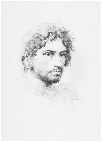 Pietro Annigoni Volto Litografia su carta, cm. 80x60 Firmato in basso a destra.