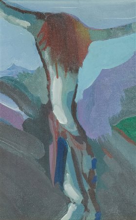 Marcello Andreozzi Crocifissione Olio su tela, cm. 30x20 Firmato in basso a...